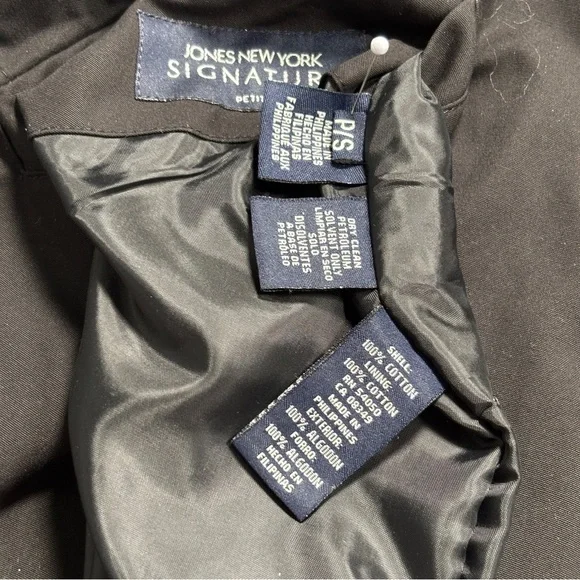 JONES NEW YORK SIGNATURE Reversible Black Floral Rose Rain Coat •Size SP - Picture 10 of 11